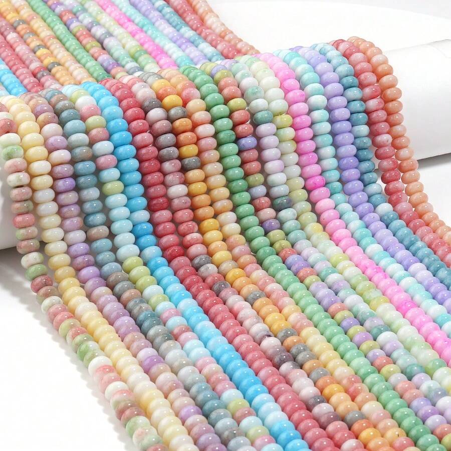 1pc Glass Floral Wheel Abacus Beads, Solid Color Spacer Beads For Bracelet Chain, DIY Necklace Earrings Pendant Jewelry Making Accessories