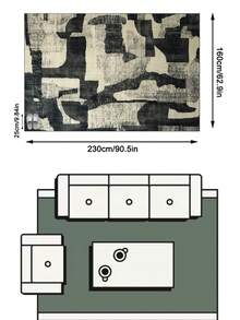 1PC Black & White Abstract Color Block Area Rug, Faux Cashmere Material Rectangular Modern Abstract Art Pattern, Machine Washable Suitable For Living Room Bedroom Daily Home Decor, Aesthetic Home Decoration - Multicolor - View 12