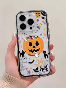 1pc Pumpkin Pattern, Color-Block 2-In-1 Black Shockproof Phone Case, TPU Material, Suitable As Holiday Gift, Compatible With Apple 11 12 13 14 15 16pro/Promax/14 15 16plus/17/18pro/18pronax, Unisex - Multicolor - View 5