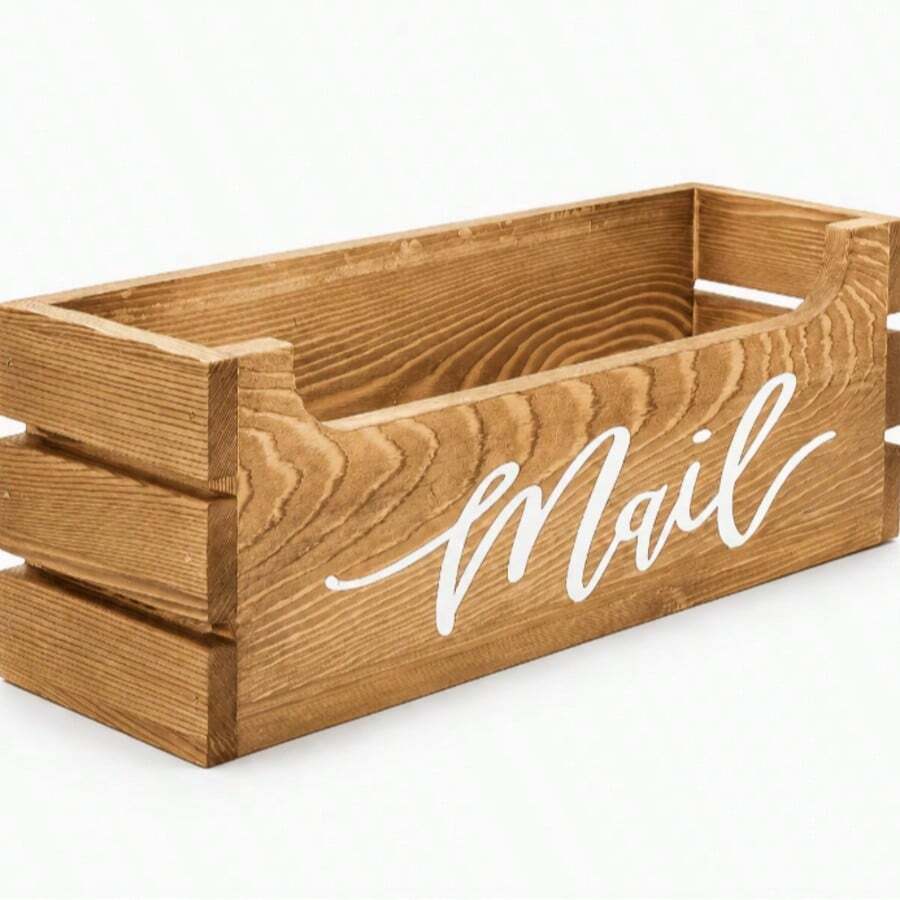 1pc Rustic Country Style Open Rectangular Letter Organizer, Suitable For Home, Office Desk And Countertop, All Season Use, For Storing Letters, Papers And Documents - Multicolor - View 1