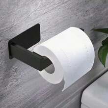 1pc Stainless Steel Toilet Paper Holder, Minimalist Solid Color Toilet Paper Rack, Suitable For Home Bathroom Decor, Autumn Decoration - Black - View 11
