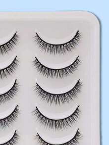 10 Pairs Full Fake Eyelashes Transparent Style Faux Mink Lashes Natural Long Gift For Women - Black - View 2