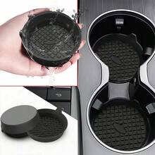 2PCS Deep Slot Silicone Car Cup Holder Coasters, With Built-In Handle For Easy Removal And Cleaning. Flexible Silicone Non-Slip Heat-Resistant, Deep Slot Holds Cup Securely, Reduces Spills And Leaks, Protects Original Car Cup Holder, Simple And Practical Car Interior Accessory. - Bowl-shaped Checkered Coaster - View 2