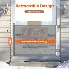 Puerta de  Retráctil para Bebés y Niños 86 x 180 cm, Barrera Protectora Ajustable para Escaleras, Puertas y Pasillos, Reja Infantil para el Hogar - Gris oscuro - Ver 3