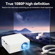 Portable Home Projector, Native 720P HD, Supports 1080P, USB Plug And Play Connection, Comes With Remote Control, Compatible With Smartphones, Tablets, Laptops And LCD Screens, Suitable For Home Movie Night And Indoor Entertainment - White - View 7