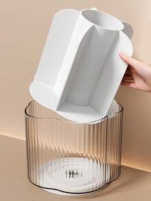1pc Large Capacity Transparent Rotating Makeup Brush Holder Organizer, Cosmetic Storage Rack For Storing Eyeshadows, Lipsticks And Brushes, Suitable For Room, Home, Bedroom, Bathroom, House, Desk, Accessories, Fun Gift - Clear - View 3