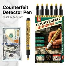 6pcs Professional Art Use Banknote Counterfeit Detection Markers, Quick One-Stroke Banknote Authenticity Verification, Clear And Intuitive Color Contrast, Sturdy Pen Body, Suitable For Store Cashier, Collectible Trading Inspection, Back To School Portable Cash Identification Tool - Sets - View 1