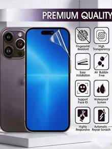 5Pcs HD Hydrogel Film Explosion Proof And Scratch Resistant Mobile Phone Screen Protector Compatible With IPhone 18 17 Pro Max 16 15 14 Plus 13 12 11 Series Flexible Scratch Automatic Repair Supports Fingerprint Recognition Protective Film Soft Film Non Glass - Clear - View 4