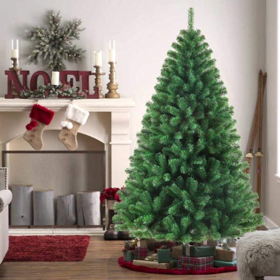 120cm, 150cm, 180cm, 210cm Artificial Christmas Tree, Large Artificial Christmas Tree, Sturdy Structure, Dense And Realistic Branches, Pre-Installed Decorations, Easy To Decorate. Perfect For Living Room, Backyard And Other Places. - Green - View 1