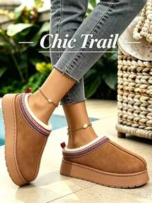 2024 Winter New Arrival Imported Women's Suede Warm Thick Sole Closed-Toe Wool Slip-On Slippers - Yellow - View 1