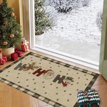 1pc Christmas Series Cartoon Snowman & Reindeer Pattern Printed Faux Wool TPR Bottom Door Mat, Bathroom Mat, Kitchen Mat, Laundry Room Mat, Holiday Atmosphere Decoration, Home Decor, Party Decor, Wedding Decor, Dining & Kitchen Decor - Multicolor - View 7