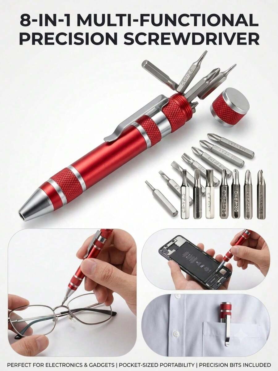 8-In-1 Precision Screwdriver Tool, Replaceable Magnetic Multi-Function ...