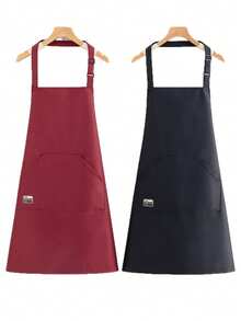 1Pc Waterproof Kitchen Apron Multi Functional Pockets Adjustable Neck Strap Oil Proof Wear Resistant Cooking Apron For Kitchen Cafe BBQ Outdoor Woodworking - Multicolor - View 9