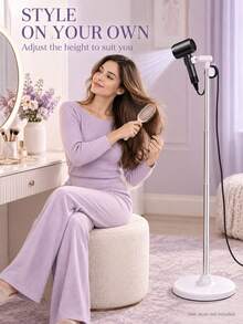 Floor Standing Hair Dryer Holder, Adjustable Height And Angle Hands-Free Blow Dryer Support Stand, Home Vertical Hands-Free Hair Styling Storage Rack, Hair Styling Assistant Tool, Suitable As Birthday, Halloween, Thanksgiving, Christmas Gift - Multicolor - View 2