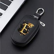 A-Z Letter Fashionable PU Black Car Keychain Protective Case With Zipper And Keychain, Car Keybox, Car Keychain, Men's Gift, Valentine's Day Gift, Per - Multicolor - View 31