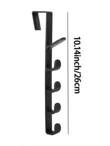 3pcs/Pack Over-The-Door Clothes & Hat Hooks - Black Multi-Functional Towel Rack | Space-Saving Vertical Hook Rack | No-Drill Over-The-Door Towel Rack (Suitable For Bathroom And Bedroom) (3/1pcs Optional) - View 6