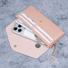 New Portable Women's Long Wallet, Women's Clutch Purse With Multiple Card Slots, Snap Button, Fashionable Phone Bag, Solid Color Versatile - Multicolor - View 2