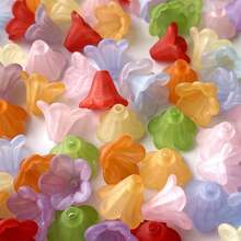 140pcs Matte Morning Glory Acrylic Through-Hole Loose Beads For DIY Bracelet Phone Charm Keychain Craft Supplies - Multicolor - View 2