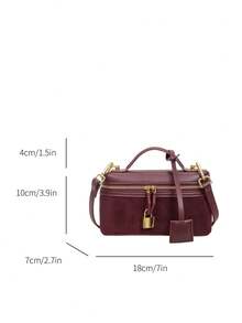 1pc Fashionable Daily Shoulder Bag, Korean Ins Style Square Box Crossbody Bag - Burgundy - View 8
