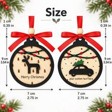 Ornamen Natal Mobil Rusa Rusa Bergaya Pedesaan Kustom, Dekorasi Pohon Natal yang Dipersonalisasi, Dekorasi Gantung Pesta Liburan Meriah, Kenang-kenangan Musiman dengan Teks Kustom, Hadiah Natal yang Dapat Disesuaikan untuk Keluarga dan Teman, Aksen Rumah Musim Dingin, Dekorasi Pohon Natal - Gaya B - View 2