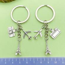 1pc Cross-Border Paris Eiffel Tower Airplane Camera Pendant Creative Alloy Keychain Travel Key Ring Accessory - Multicolor - View 5