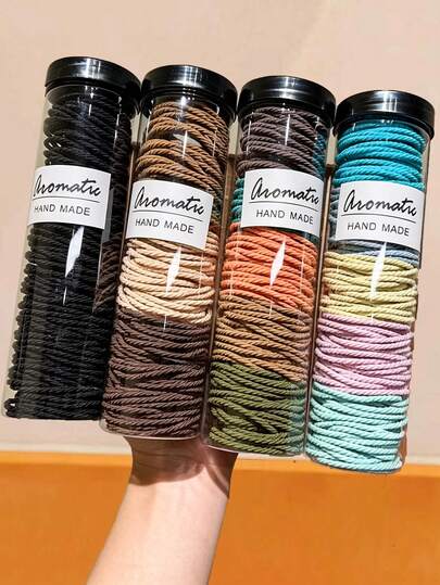 50/100/200pcs High Ponytail High Elasticity Durable Rubber Band Hair Ties Women's Jar Packed Rubber Bands Fashion Hair Accessories For Daily Use Autumn