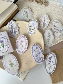 30pcs Small Fresh Floral Irregular Border Stickers Box, Artistic Versatile Scene Making DIY Journal Background Decor Stickers, Scrapbooking Supplies, School & Office Stationery - Rectangle - View 6