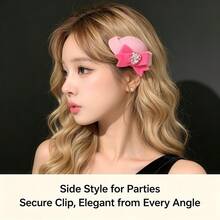Pink Christmas Birthday Heart Bow Mini Hat Hair Clip, Atmospheric Photo Prop Hair Accessory Headpiece - Multicolor - View 7