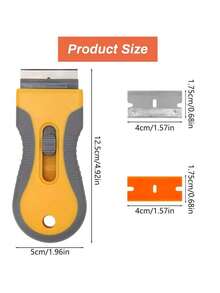 1set Razor Blade Scraper, Glass Scraper Scraping Tool With 10PCS Steel &10pcs Plastic Extra Blades For Removing Stickers, Papers, Food Residue, Paint, Glue From Oven, Window - Multicolor - View 3