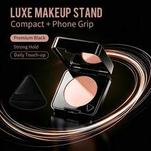 Polvo Compacto Portátil con Soporte para Teléfono, Polvo Facial Mate con Control de Grasa, Espejo Integrado & Mini Borla Triangular para Retoques Fáciles - Multicolor - Ver 6