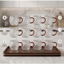 12/6/4/2pcs 100ml Clear Rose Kung Fu Glass Tea Cups, Small Tea Cups, Glass Cups With Handle, Coffee Cups, Suitable For Home Gathering, Kitchen, Living Room, Club - Clear - View 7