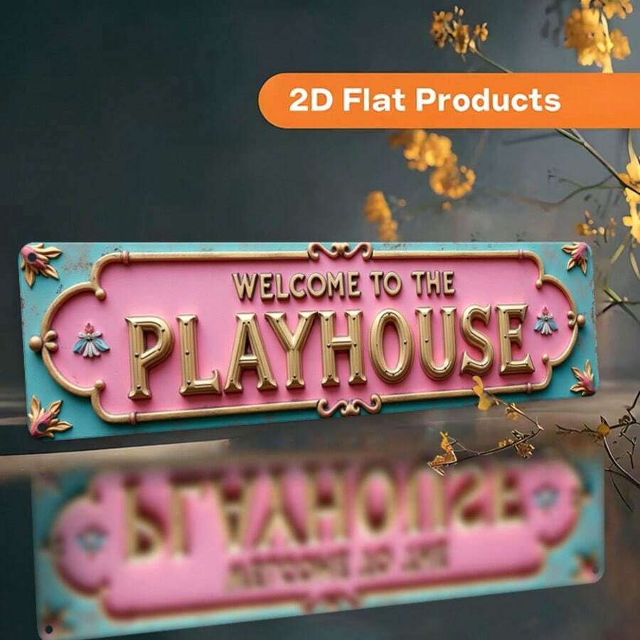 1pc Vintage 2D Flat Printed "Welcome To The Theater" Sign (3.94X15.75 Inches/4X16 Inches) Decorative Metal Wall Plaque, Suitable For Home, Farmhouse, Bathroom, Cafe, Garage, Porch And Bedroom, Durable, High Detail, Easy To Install, Multi-Functional Decor - A - View 1