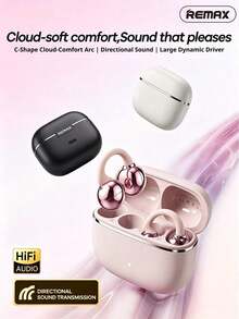 REMAX Earbud Bluetooth nirkabel model jepit, nyaman dipakai dalam waktu lama, transmisi suara terarah, Bluetooth 6.0 untuk transmisi stabil, unit driver dinamis besar. - View 3