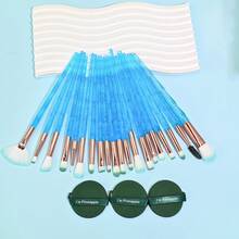 20Pcs Glitter Crystal Handle Makeup Brush Set With 3Pcs Triangle Powder Puffs, Soft Gradient Bristles Professional Cosmetic Brushes For Foundation Powder Eyeshadow Blending, Beginner Makeup Tool Kit - Multicolor - View 7