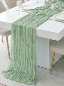 6 Pack Sage Green Gauze Table Runner 120 Inch Bohemian Gauze Table Runner, For Wedding Party, Baby Shower, Birthday, Home Decor - Green - View 1