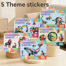 1pc Sticker Puzzle - Children's 3D Geometric Collage Sticker, Handmade DIY Intellectual Puzzle Sticker, Focus Early Education Educational Toy, Educational Activity Book, Suitable For Adults, Cultivate Creativity And Motor Skills, Includes Animals, Shapes, Colors - Birthday, Christmas, Halloween Gifts - Multicolor - View 1