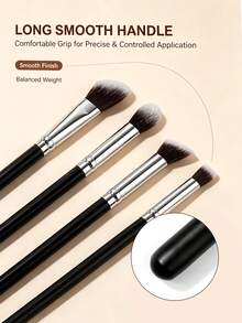 5Pcs Contour Brush Set,For Precision Sculpting & Blending, Multi Shaped Cosmetic Brushes For Contour, Bronzer, Blush & Highlight - Black - View 6