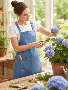 1Pc Waterproof Kitchen Apron Multi Functional Pockets Adjustable Neck Strap Oil Proof Wear Resistant Cooking Apron For Kitchen Cafe BBQ Outdoor Woodworking - Multicolor - View 3
