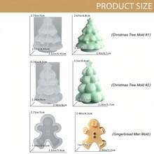 3pcs Christmas Candle Molds, Gingerbread Man & Christmas Tree Silicone Molds, Suitable For DIY Christmas Candles, Handmade Soap, Resin Decor, Plaster Ornaments, Reusable, Easy Release - Mold - View 2