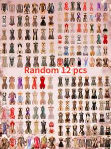 Lingerie Jala Seksi Campuran Warna, Paket Hemat 12 Set Acak, Lingerie Erotis Transparan Multi-Gaya Tanpa Punggung, Model V Dalam, Tanpa Lepas, dan Tanpa Perlu Dilepas - MultiWarna - View 3