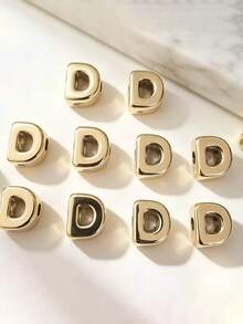 10pcs Optional Gold/Silver Large Hole 26 Uppercase Alphabet Beads Electroplated DIY Phone Chain Keychain Bag Charm Jewelry Accessories - Multicolor - View 32