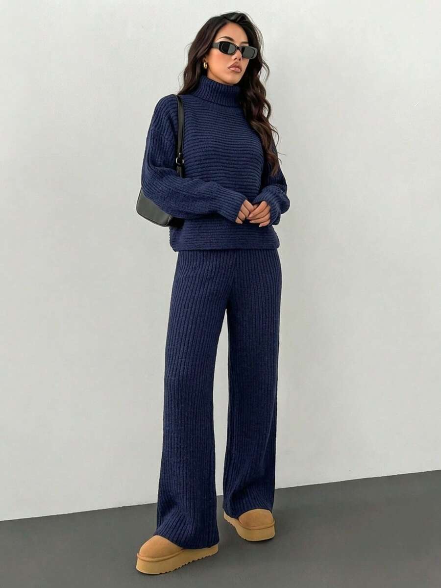 Women Sweater Co-Ords - Navy Blue - View 1