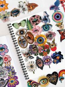 50Pcs Surreal Decorative Stickers, Collage Pattern With All Seeing Eye, Floral Butterfly & Mushroom, Waterproof Decals For Laptop Water Bottle Tumbler Journal DIY Craft Accessories - 50pcs - View 6
