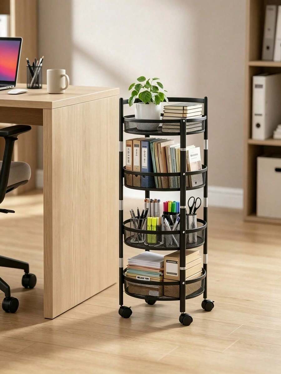 3 Tier Rolling Storage Cart With Universal Wheels, Breathable Mesh Baskets, Space Saving, Easy Assembly, Kitchen Living Room Fruit Sundry Organizer - Multicolor - View 1
