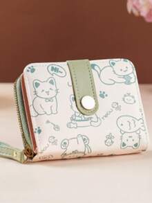 Women's Mini Wallet, Cute Cat Pattern, Small Zipper Coin Purse With Multiple Card Slots And Wrist Strap - Lightweight And Portable, Can Hold Cash, ID Cards And Coins, Large Capacity Short Wallet, Fashionable And Cute Faux Leather Coin Purse, Suitable For Daily Use, Commuting To Work, Also An Ideal Gift For Friends And Family. - Multicolor - View 4