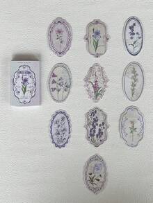 30pcs Small Fresh Floral Irregular Border Stickers Box, Artistic Versatile Scene Making DIY Journal Background Decor Stickers, Scrapbooking Supplies, School & Office Stationery - Rectangle - View 12
