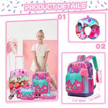Cute 5-Piece Luggage Set, 16-Inch Hard Shell Suitcase With Spinner Wheels, Girls Travel Rolling Luggage - Children's Suitcase - View 12