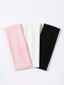 3pcs Women Soft Stretchy Wide Headbands, Autumn Winter Daily Versatile Basic Solid Turban Hair Bands, Boho Non-Slip Yoga Sport Accessories - Multicolor - View 4