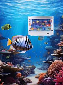Aquarium Night Light ,With Moving Fish, LED Dynamic Aquarium Lamp, USB Powered Fish Tank Light, Desktop Decoration Lights For Living Room, Bedroom, Office, Realistic Underwater Ambiance, Button-Controlled Lighting Effects, Home, Office Decor Light - Multicolor - View 3