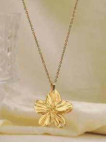 INS Style Women's Textured Pleated Floral Necklace, Creative 3D Flower Design Neck Accessory - Multicolor - View 2